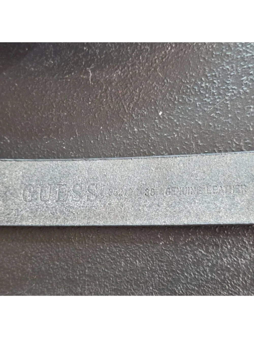 Guess Black Genuine Leather G Logo Plaque Belt Silver Buckle Size 38 Casual Mod